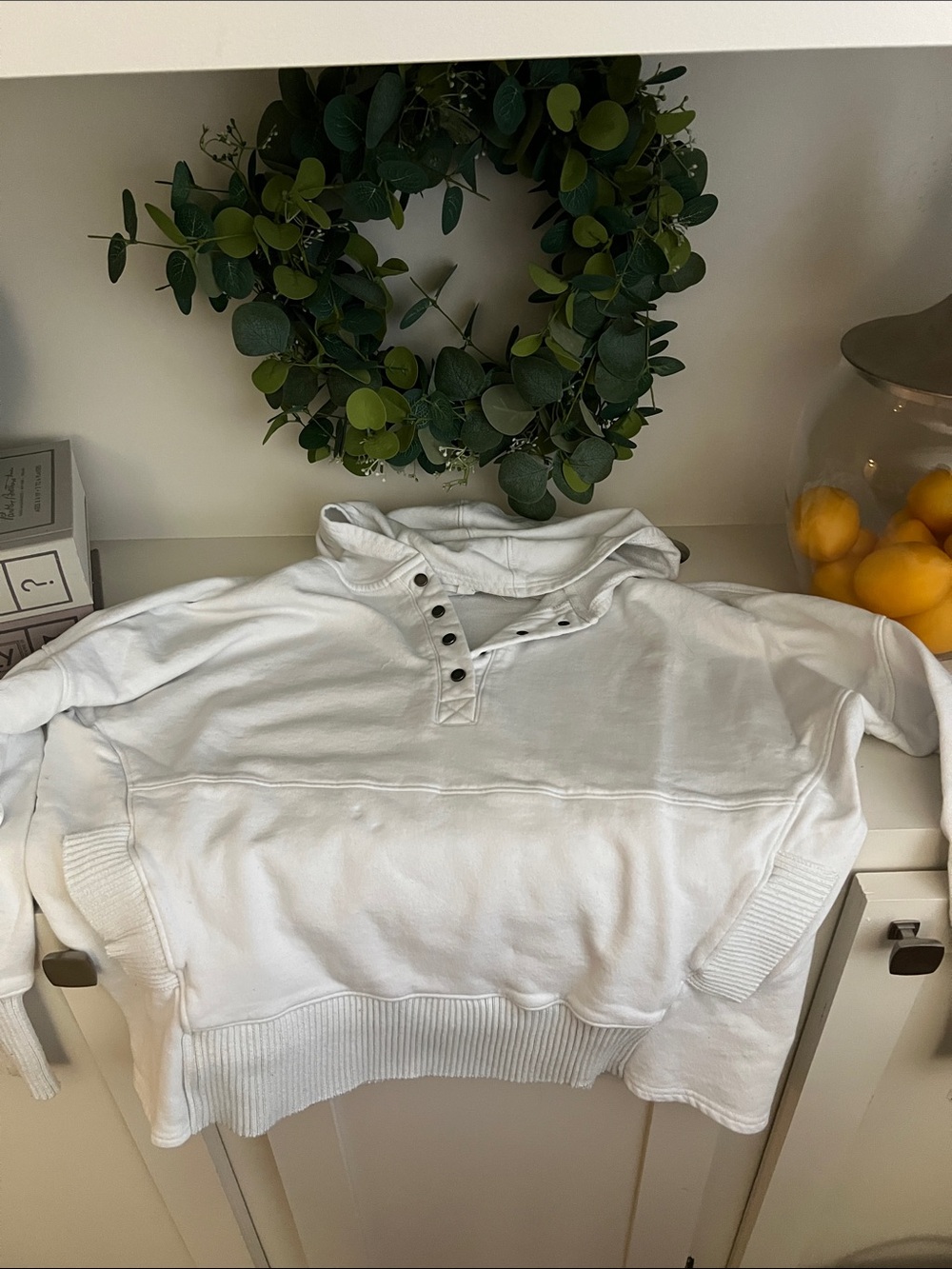 Women's White Pullover Hoodie Sweater